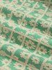 Ensemble de T-shirt Texturé Fleuri à Carreaux Manches Courtes à Col Rond Deux Pièces - Vert clair XXL