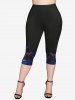 Gothic Skulls Butterfly Print Pocket Capri Leggings -  