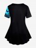 Gothic Skulls Butterfly Plant Glitter Print Short Sleeves T-shirt -  