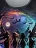 Gothic Butterfly Angel Bat Moon Tree Fire Print Short Sleeves T-shirt -  
