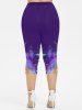 Plus Size Glitter Swirls Print Capri Leggings -  