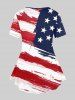 Plus Size Patriotic American Flag Print T-shirt -  