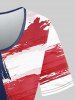 Plus Size Patriotic American Flag Print T-shirt -  