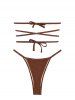 Metallic Sparkly Shimmery Metal Hardware Multiway Tie Floss Bikini Swimwear -  