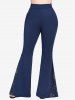 Pantalon Évasé Tressé à Paillettes Brillantes Grande Taille - Bleu L | US 12