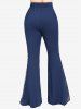 Pantalon Évasé Tressé à Paillettes Brillantes Grande Taille - Bleu L | US 12