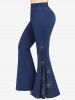 Pantalon Évasé Tressé à Paillettes Brillantes Grande Taille - Bleu M | US 10