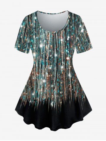 Plus Size Glitter Sparkling Sequin Print T-shirt
