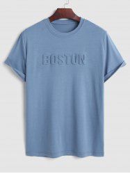 Men's Basic BOSTON Letter Printed 3D Embossed Design Short Sleeves Round Neck T-shirt -  