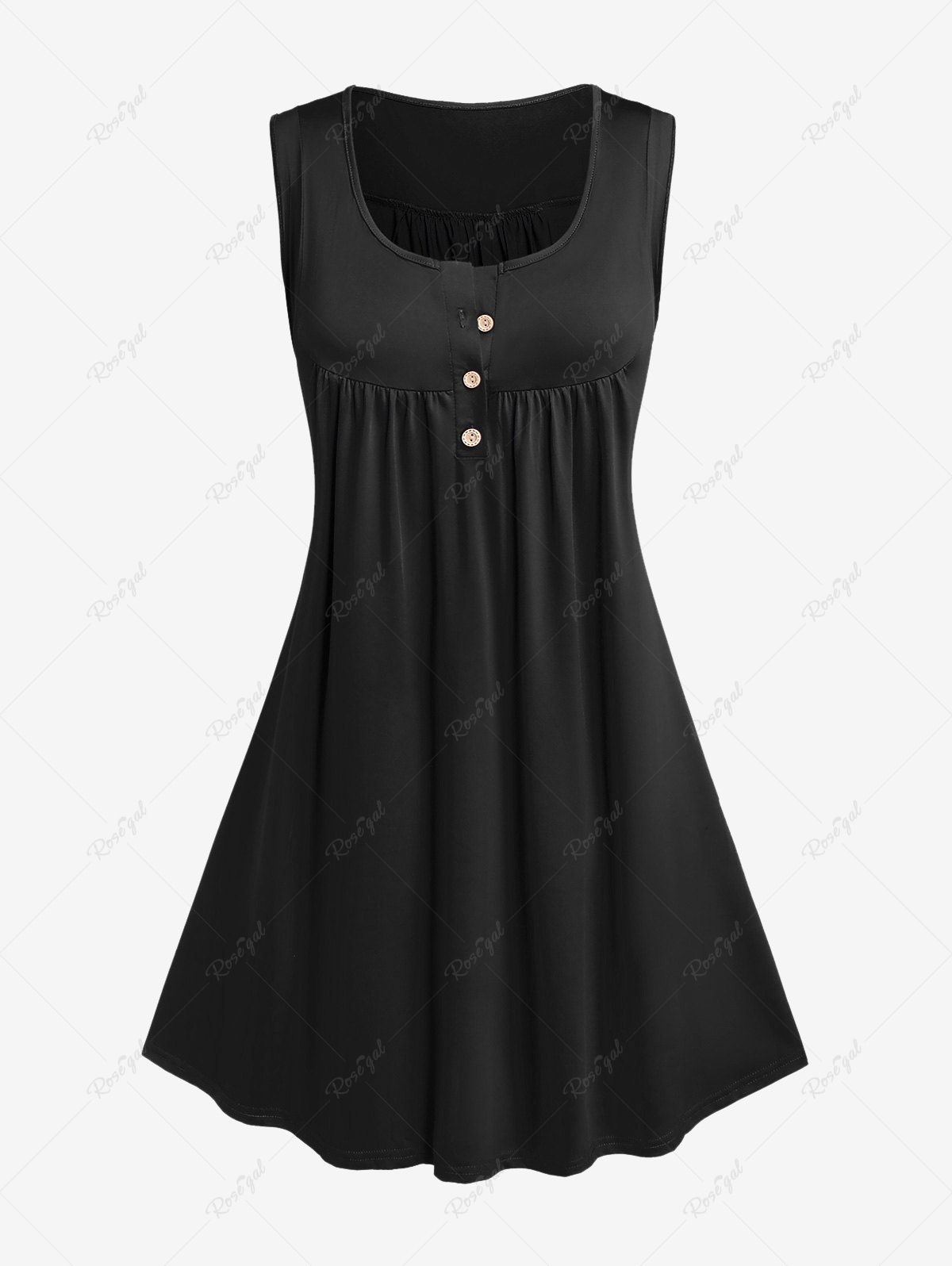 Store Plus Size Half Button Mini Tank Dress  