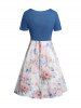 Flower Print Sphaghetti Strap Dress and Lace Up Cropped Top Outfit -  