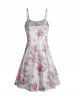 Flower Print Sphaghetti Strap Dress and Lace Up Cropped Top Outfit -  