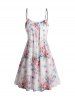 Flower Print Sphaghetti Strap Dress and Lace Up Cropped Top Outfit -  