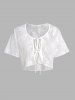 Plus Size Colorblock Plain High Waist A Line Mini Dress And Lace Tied Front Top Set -  
