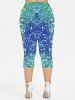 Plus Size Sparkling Sequin Print Capri Leggings -  