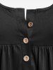Mini Robe Débardeur avec Demi-Boutons Grande-Taille - Noir 3XL