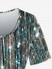 Plus Size Glitter Sparkling Sequin Print T-shirt -  