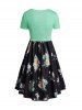 Crop Top and Flower Print Layered Spaghetti Strap Casual Mini Dress Two Piece Outfit -  