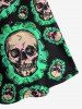 Robe à Bretelle Gothique Croisée Crâne Imprimée - Vert M