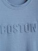 Men's Basic BOSTON Letter Printed 3D Embossed Design Short Sleeves Round Neck T-shirt -  