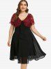 Plus Size Floral Lace Bowknot Embellished Layered Dress -  