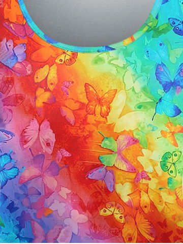 Plus Size Butterfly Colorblock Print Short Sleeves T-shirt