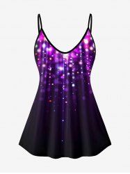 Plus Size Glitter Print Cami Top (Adjustable Shoulder Strap) -  