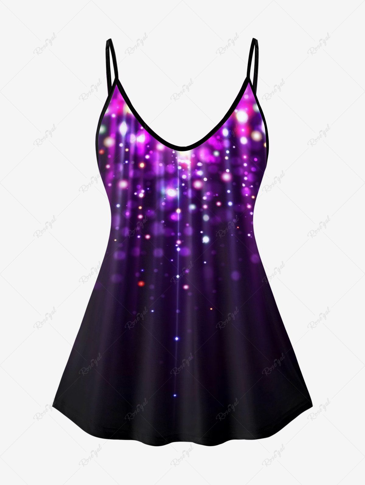 Trendy Plus Size Glitter Print Cami Top (Adjustable Shoulder Strap)  