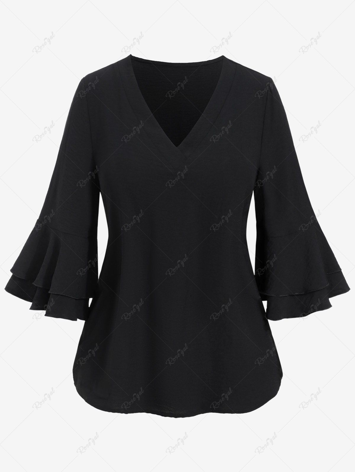 Cheap Plus Size Layered Bell Sleeves T-shirt  