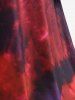 Robe Mi-Longue Teintée en Dentelle à Manches Papillon de Grande Taille à Lacets - Rouge foncé 1X | US 14-16