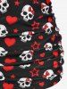 Plus Size Skull Bowknot Heart Stars Print Boyleg Tankini Swimsuit -  