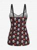 Plus Size Skull Bowknot Heart Stars Print Boyleg Tankini Swimsuit -  