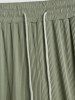Short Décontracté Plissé en Couleur Unie à Cordon - Vert profond L