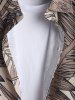 Chemise Feuille de Palmier Tropicale Imprimée avec Bouton en Avant à Manches Courtes - café lumière XL