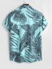 Men's Tropical Palm Leaves Printed Short Sleeves Button Front Vacation Hawaiian Shirt -  