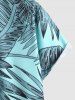 Men's Tropical Palm Leaves Printed Short Sleeves Button Front Vacation Hawaiian Shirt -  