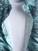 Men's Tropical Palm Leaves Printed Short Sleeves Button Front Vacation Hawaiian Shirt -  