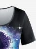 T-shirt Moulant Gothique Sirène Imprimé à Manches Courtes - Noir XS