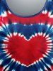 Plus Size Heart Tie Dye Print Short Sleeves T-shirt -  