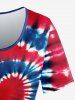 Plus Size Heart Tie Dye Print Short Sleeves T-shirt -  