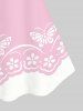 Plus Size Lace Insert Butterfly Flower Print Tank Top -  