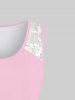 Plus Size Lace Insert Butterfly Flower Print Tank Top -  