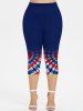 Plus Size Tie Dye Print Capri Leggings -  