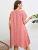Robe Asymétrique avec Poche Grande-Taille - Rose clair 1XL