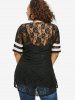 T-shirt Lettre Fleurie Imprimée en Dentelle de Grande Taille à Manches Courtes - Noir M | US 10