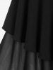 Robe Mi-Longue Asymétrique Bouclée sans Manches de Grande Taille à Ourlet en Dentelle à Volants - Noir S | US 8