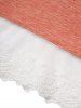Mesh Panel Hem Heathered Mock Button Tank Top -  