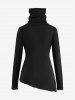 Gothic Mesh Panel Surplice High Neck Asymmetrical T-shirt -  