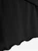 T-shirt Asymétrique Gothique Superposé Panneau en Maille à Col Haut - Noir 3X | US 22-24