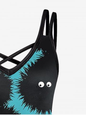 Gothic Sea Urchin Cute Print Crisscross Strappy Cami Dress